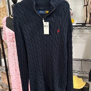 Polo by Ralph Lauren Dark Blue Cable Knit Zip Sweater